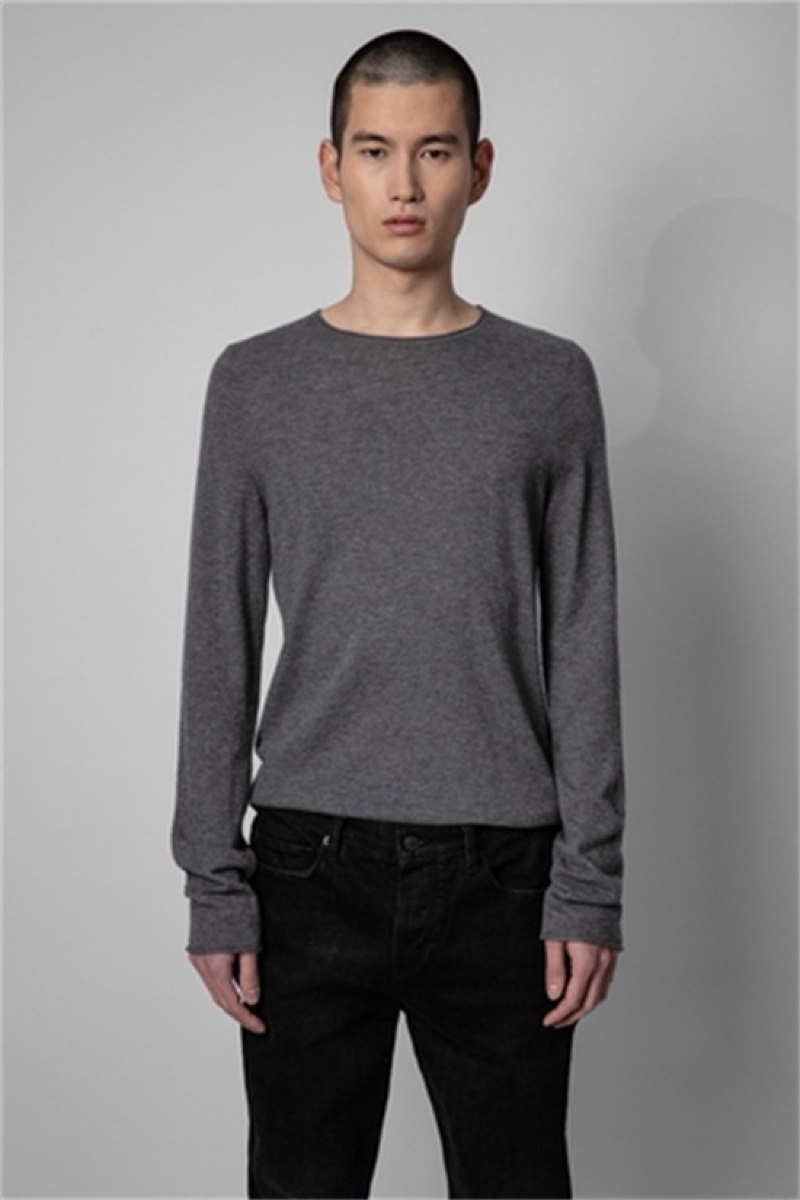 Grey Melange Zadig And Voltaire Teiss Cashmere Sweater | ZV-255767