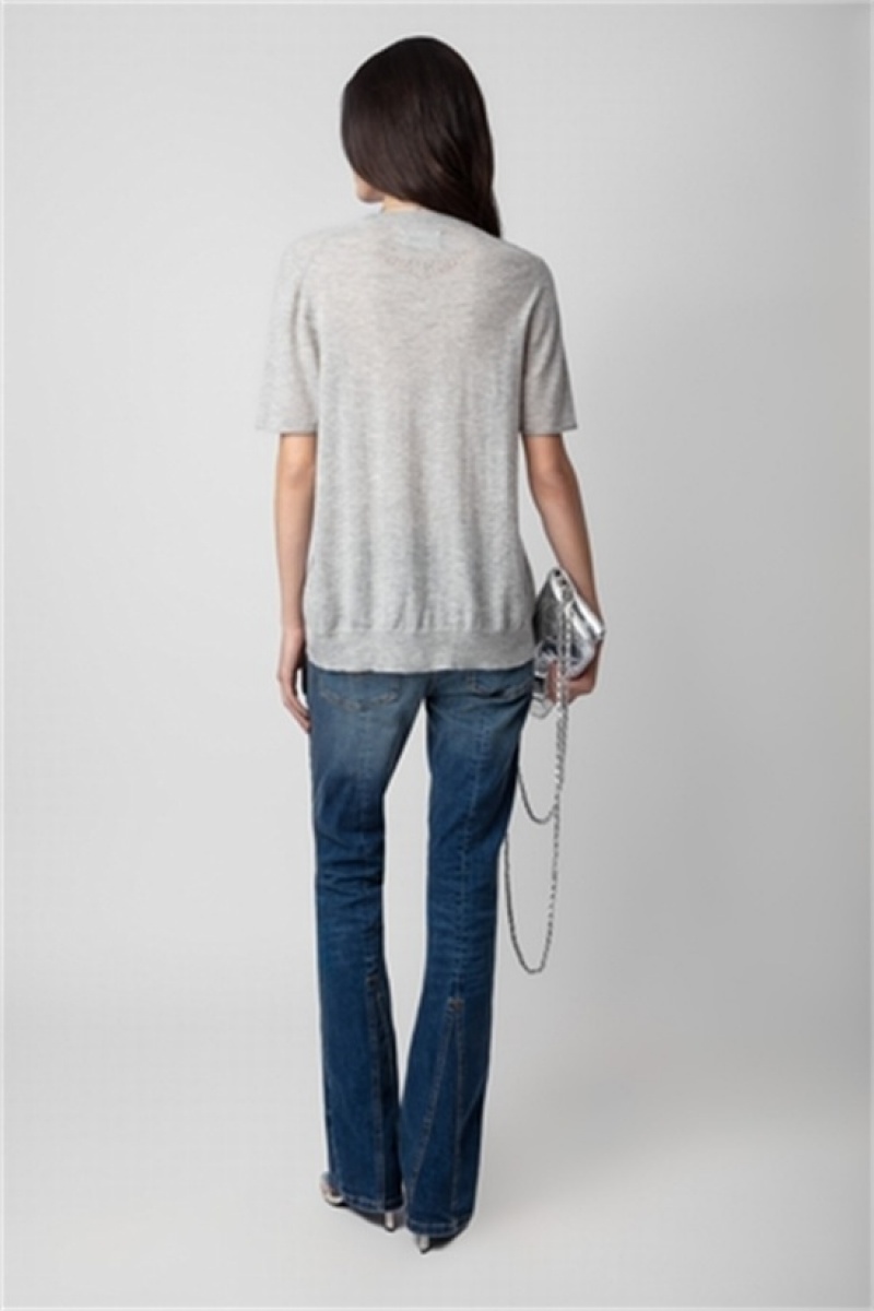 Gris Chine Clair Zadig And Voltaire Ida Cashmere T-shirt | ZV-256428