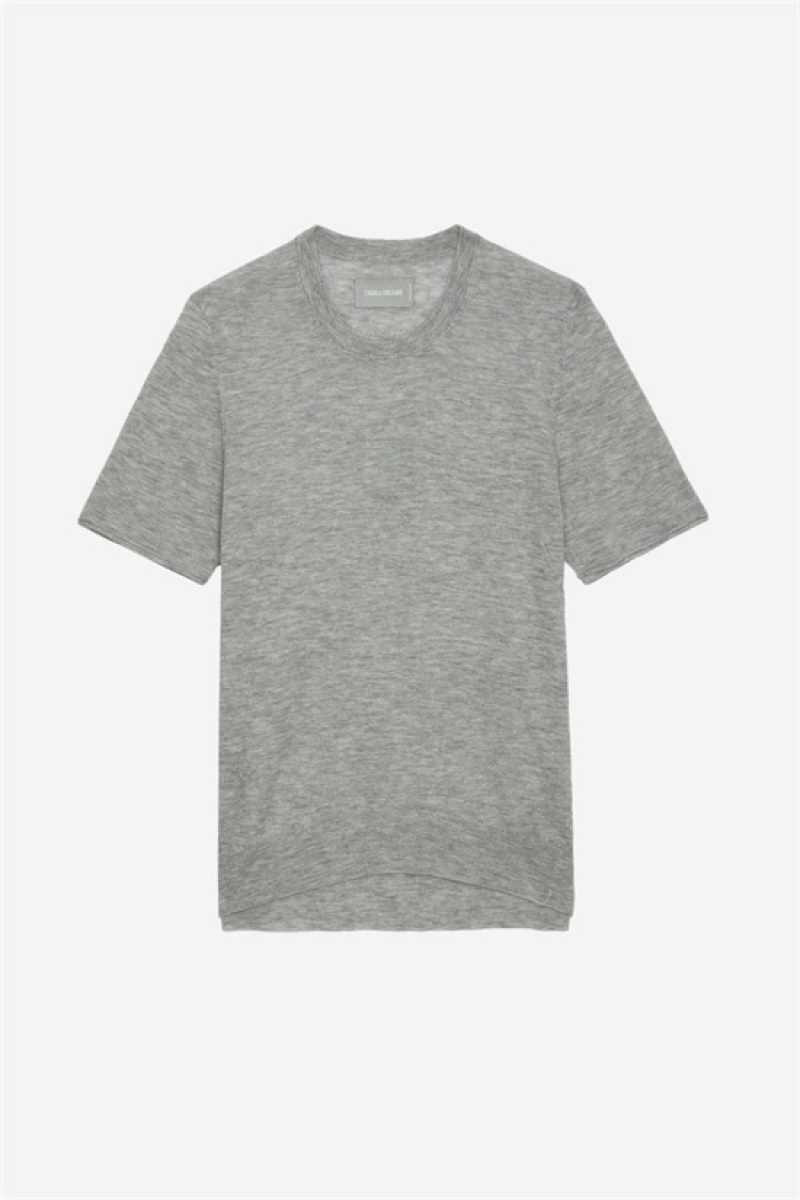 Gris Chine Clair Zadig And Voltaire Ida Cashmere T-shirt | ZV-256428