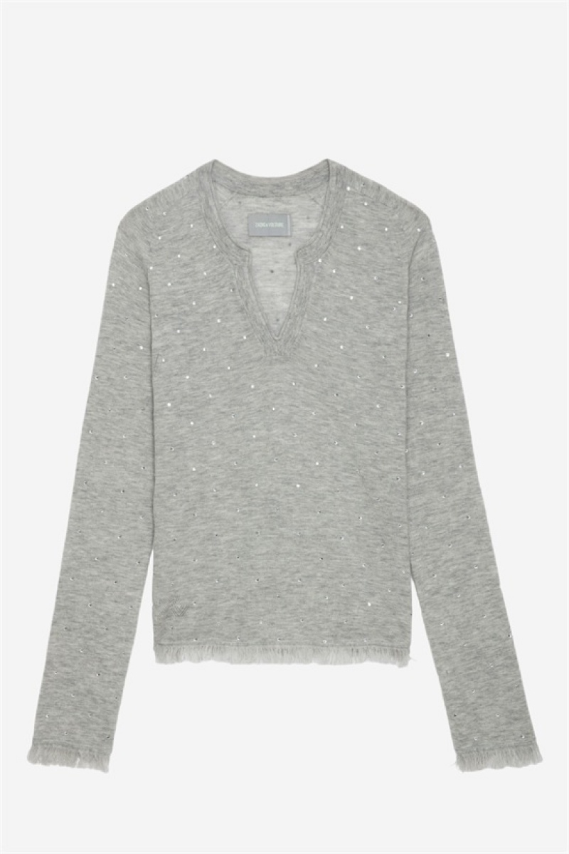 Gris Chine Clair Zadig And Voltaire Riviera Cashmere Sweater | ZV-256461