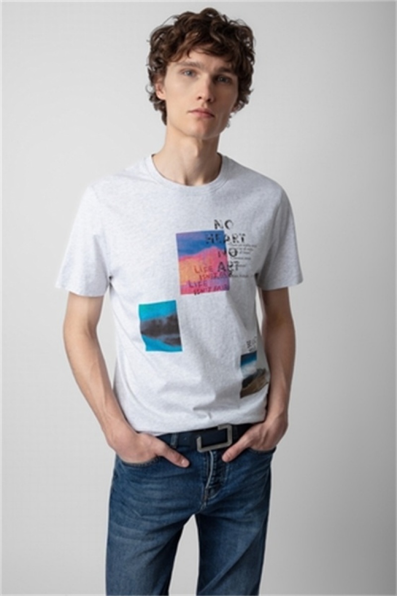 Gris Chine Clair Zadig And Voltaire Ted Photoprint T-shirt | ZV-255690