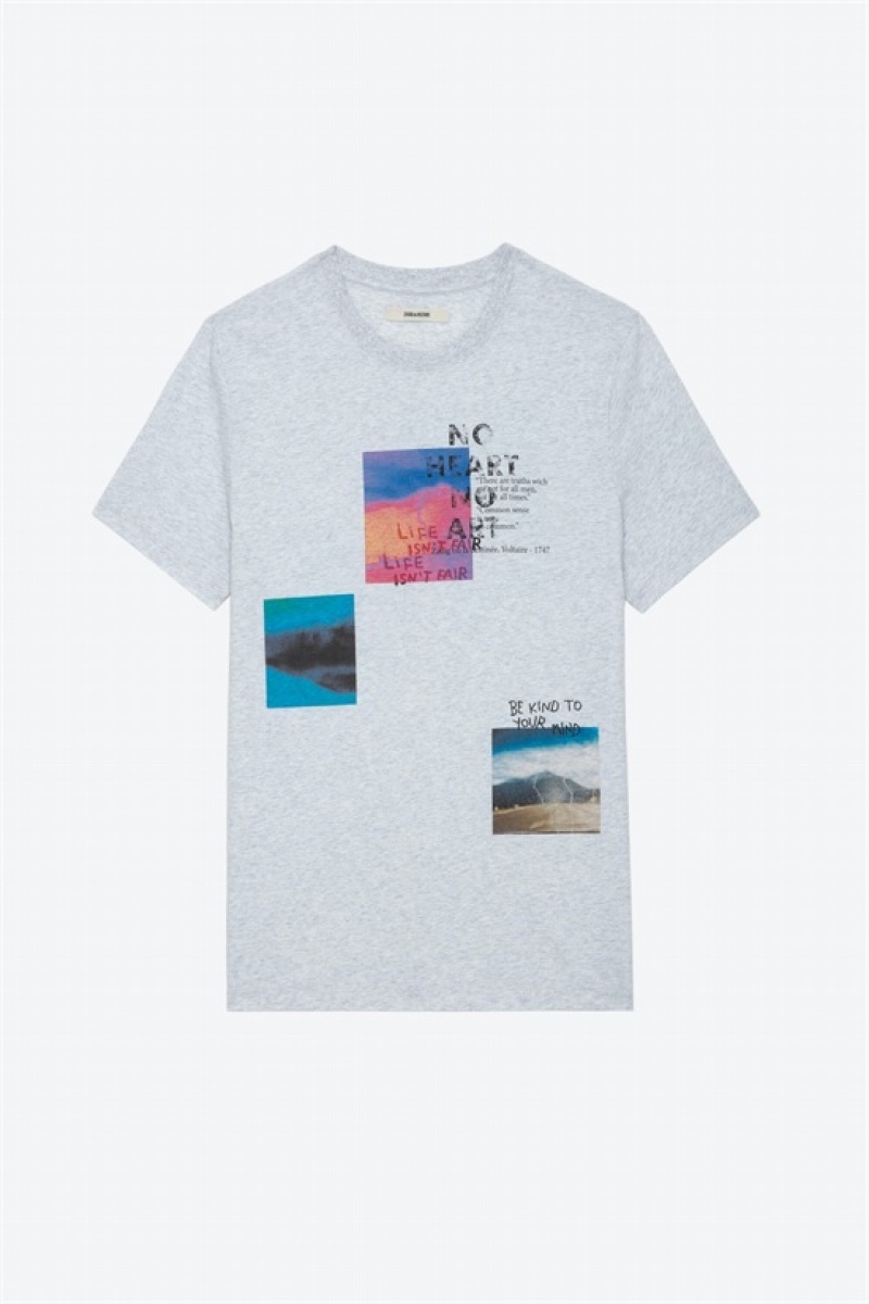 Gris Chine Clair Zadig And Voltaire Ted Photoprint T-shirt | ZV-255690