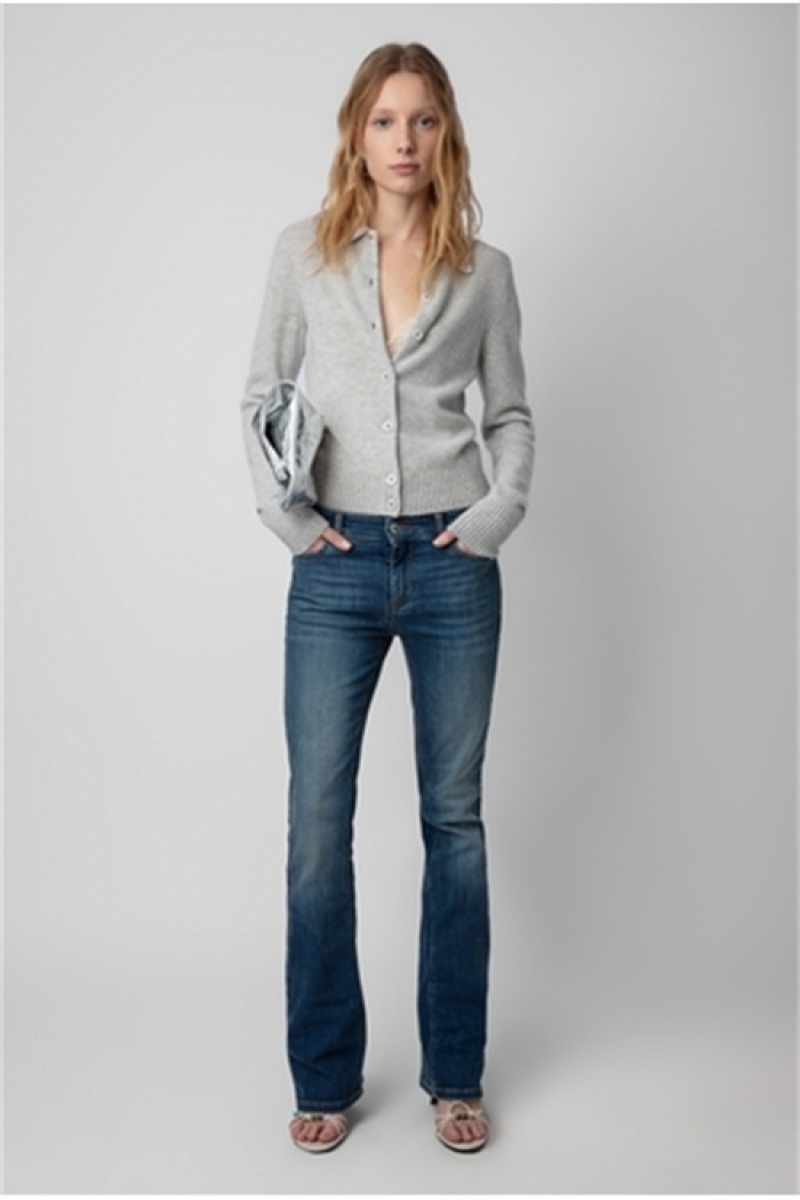 Gris Chine Clair Zadig And Voltaire Voltia Cashmere Cardigan | ZV-256429