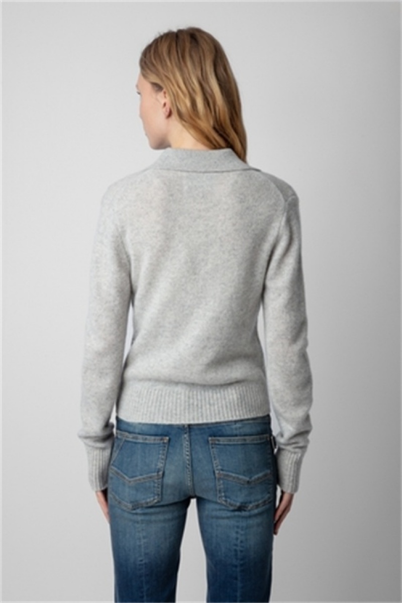 Gris Chine Clair Zadig And Voltaire Voltia Cashmere Cardigan | ZV-256429