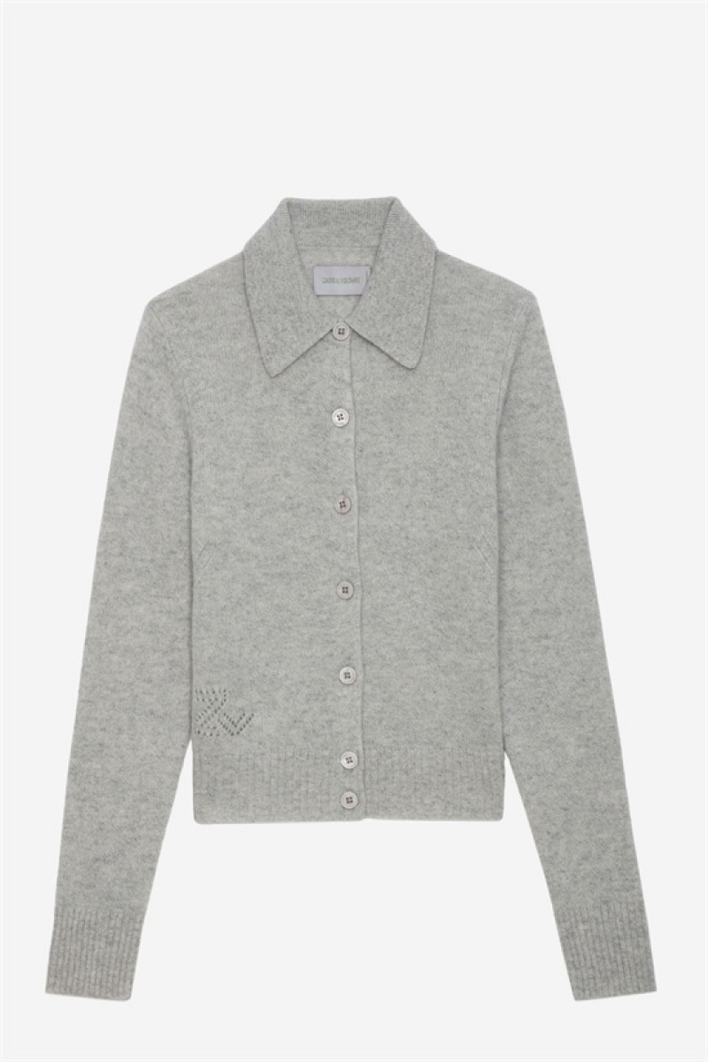 Gris Chine Clair Zadig And Voltaire Voltia Cashmere Cardigan | ZV-256429