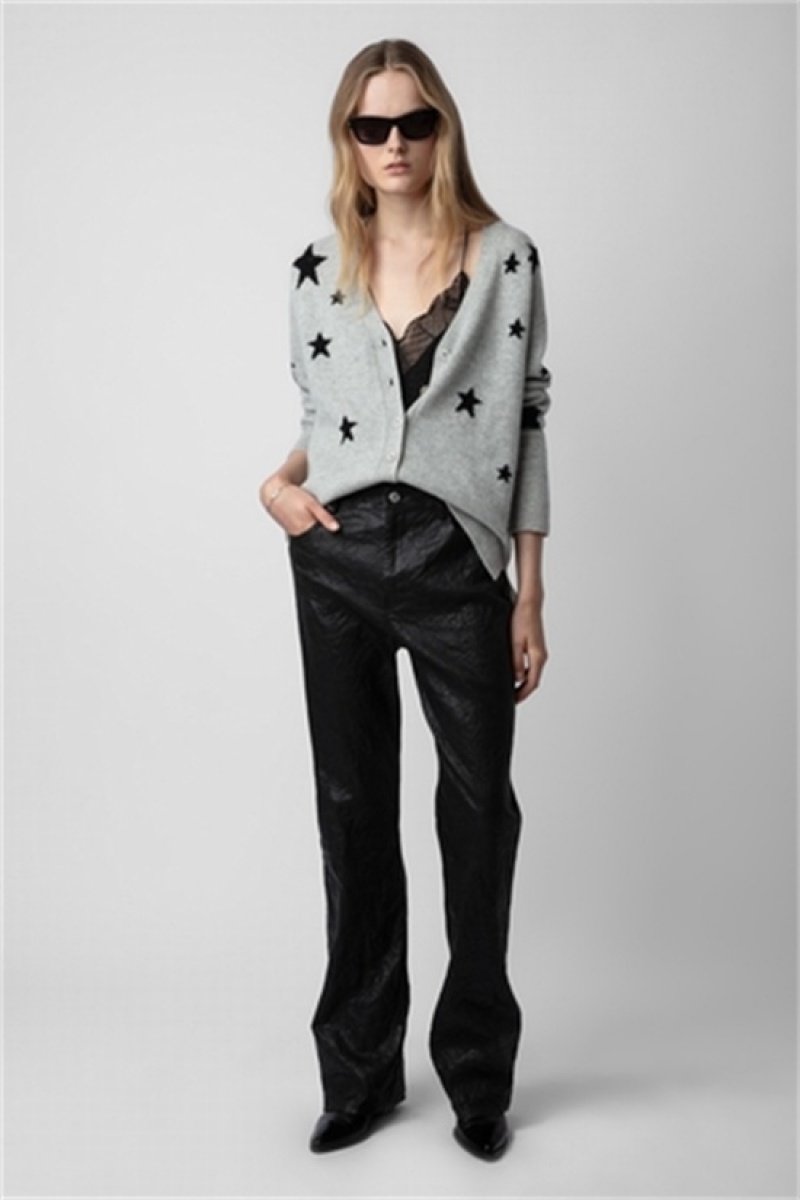 Heather Grey Zadig And Voltaire Mirka Stars Cardigan | ZV-256462