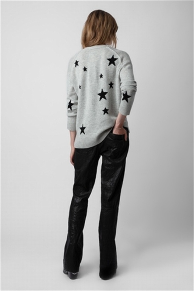 Heather Grey Zadig And Voltaire Mirka Stars Cardigan | ZV-256462