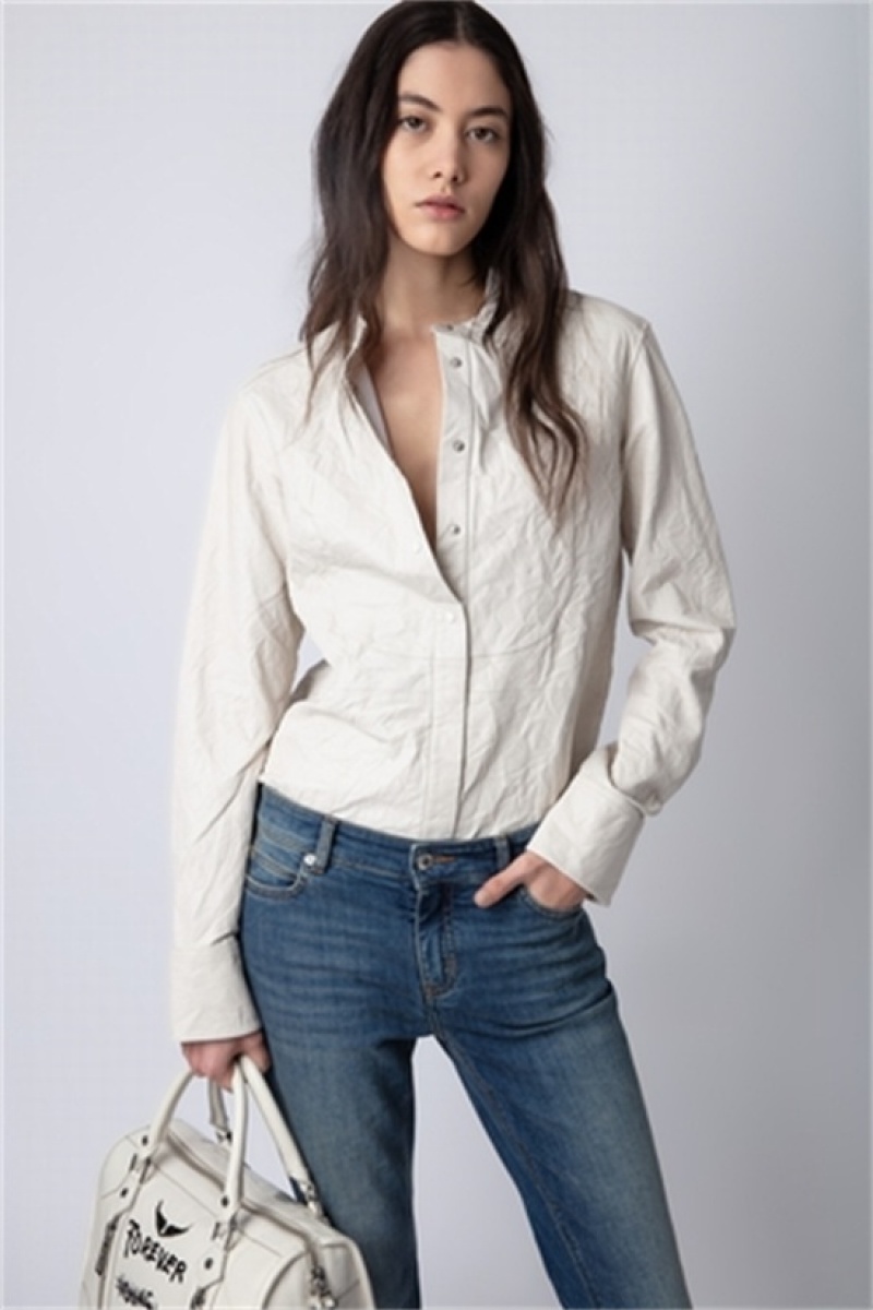 Judo Zadig And Voltaire Chic Crinkled Leather Shirt | ZV-256301