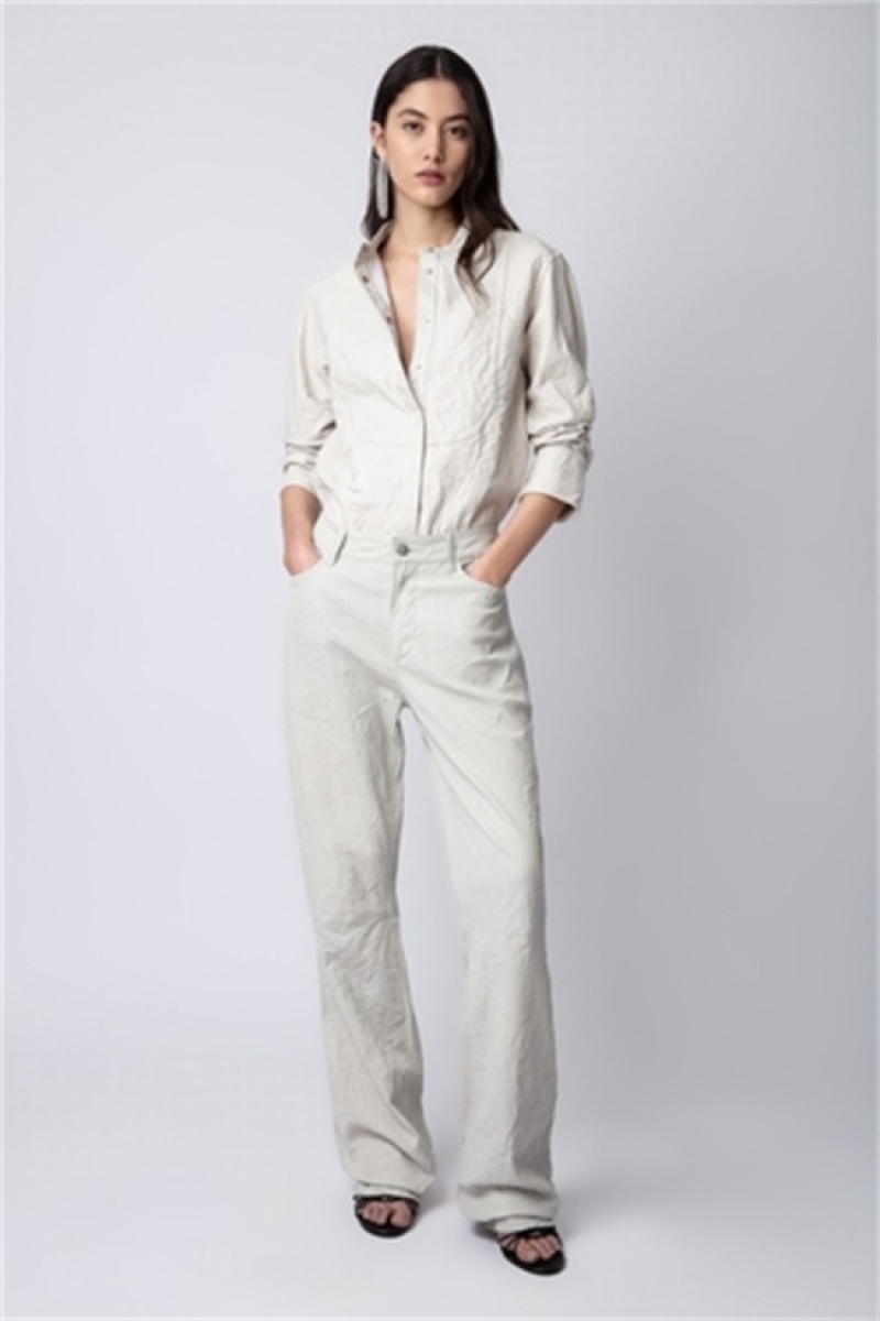 Judo Zadig And Voltaire Pistol Crinkled Leather Pants | ZV-256220