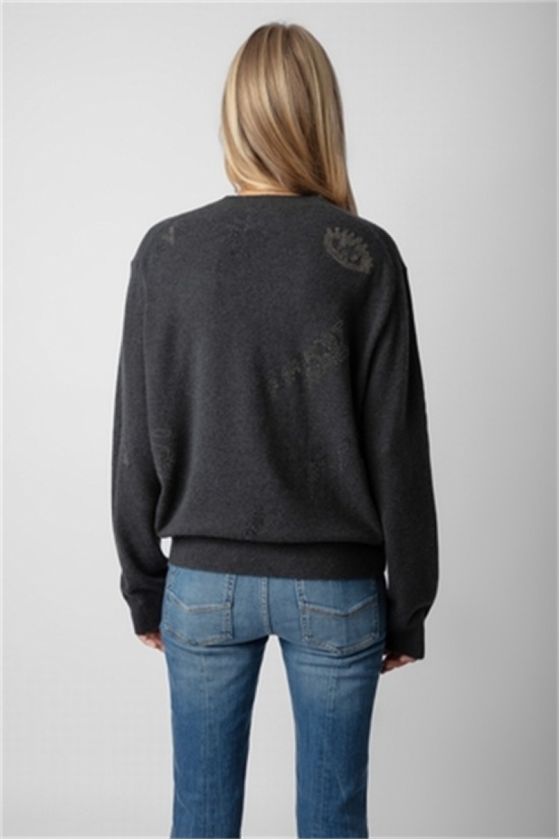 Kaki Slate Zadig And Voltaire Pravis Sweater | ZV-256441