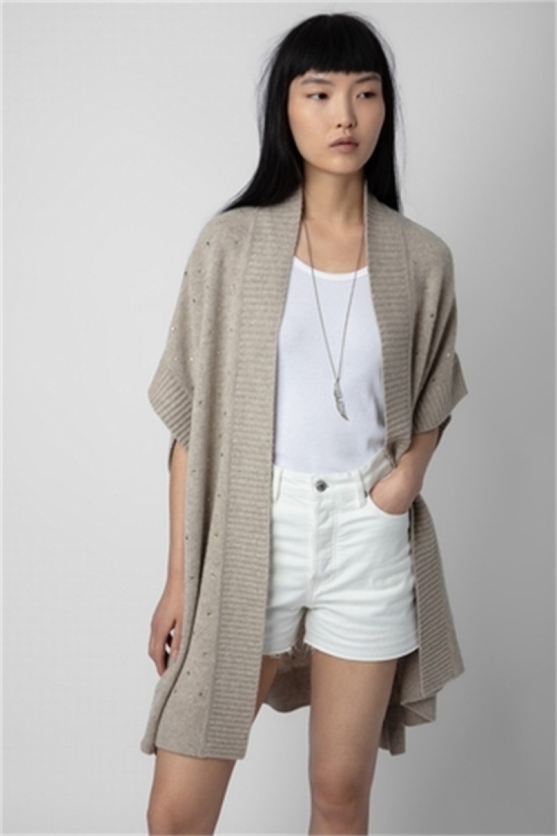 Light Beige Zadig And Voltaire Indiany Cashmere Cardigan | ZV-256432