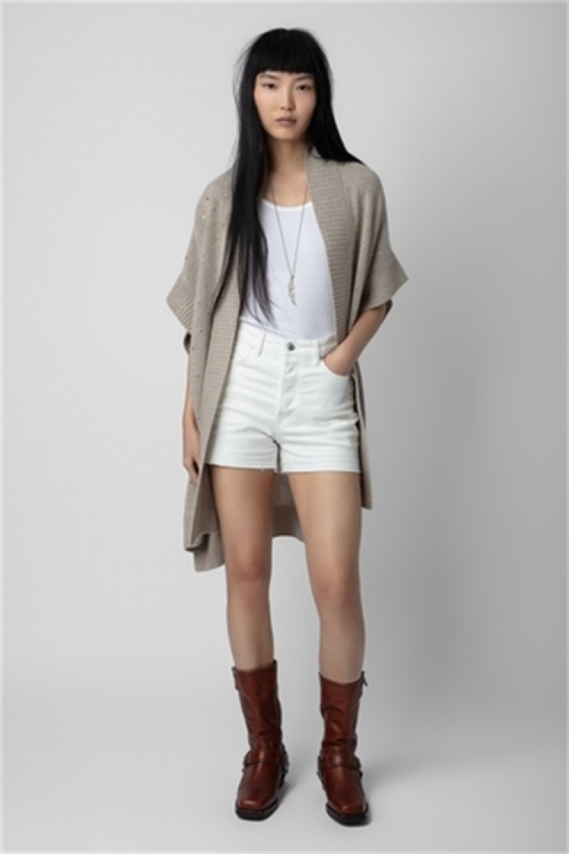 Light Beige Zadig And Voltaire Indiany Cashmere Cardigan | ZV-256432