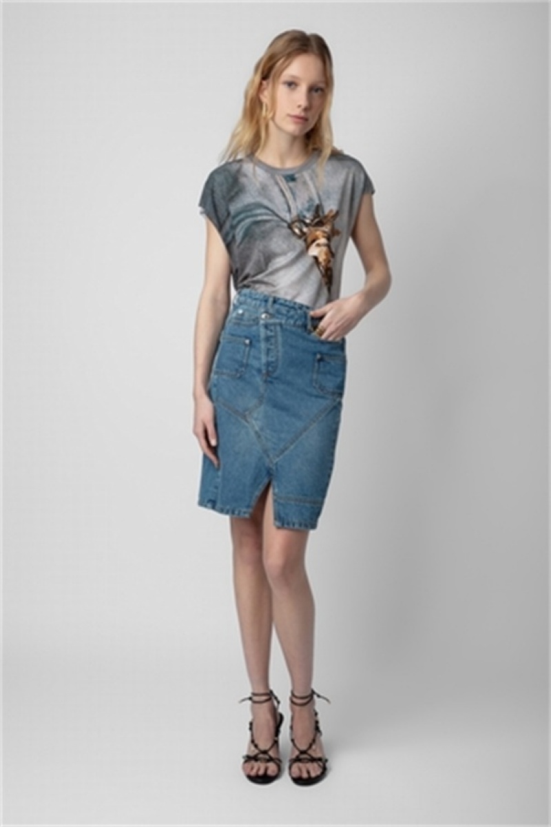 Light Blue Zadig And Voltaire Jinko Denim Skirt | ZV-256363