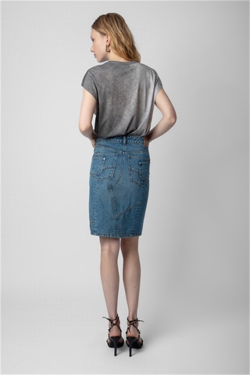 Light Blue Zadig And Voltaire Jinko Denim Skirt | ZV-256363