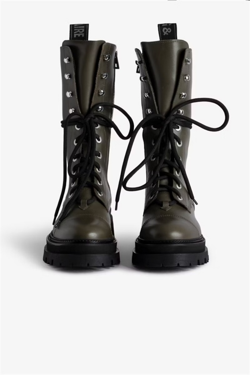 Military Zadig And Voltaire Ride High Ankle Boots | ZV-255661