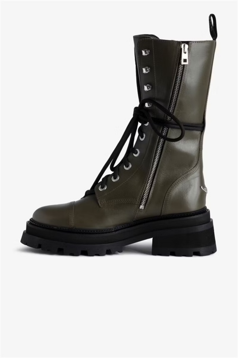 Military Zadig And Voltaire Ride High Ankle Boots | ZV-255661