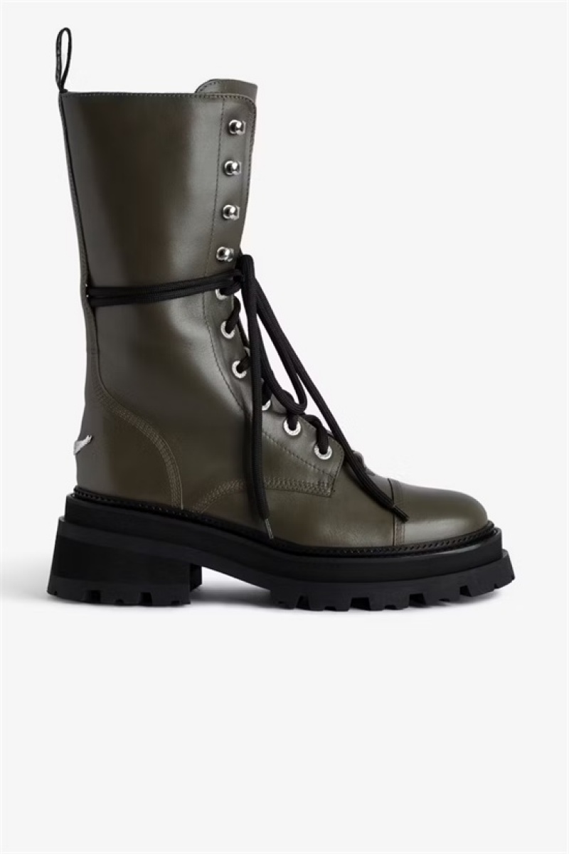 Military Zadig And Voltaire Ride High Ankle Boots | ZV-255661