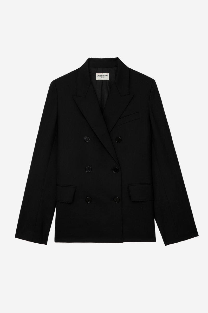 Noir Zadig And Voltaire Vaena Slit Blazer | ZV-256357