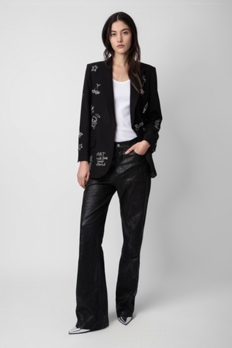 Noir Zadig And Voltaire Viva Multi Strass Blazer | ZV-256350