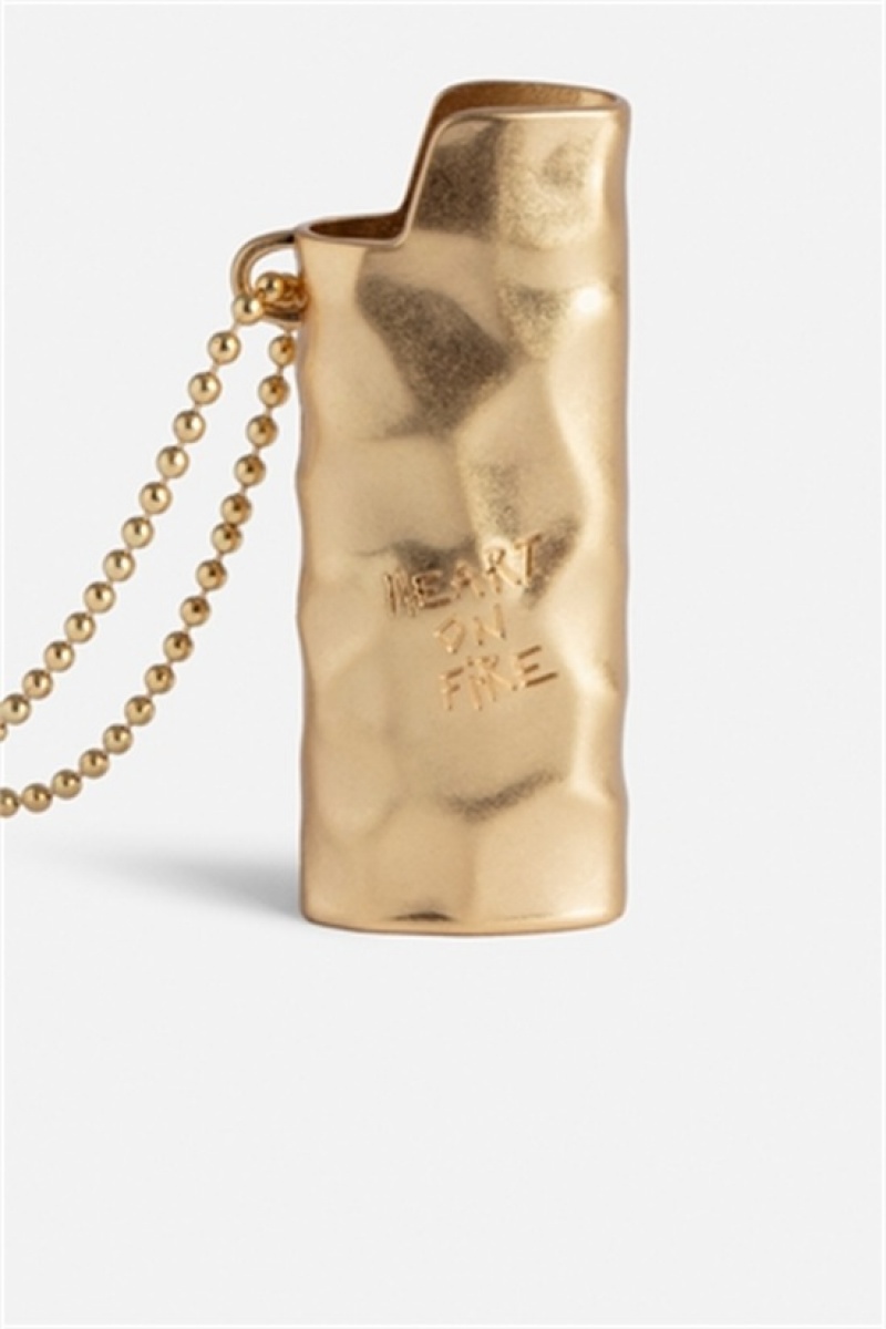 Old Gold Zadig And Voltaire Heart On Fire Lighter Holder | ZV-255799