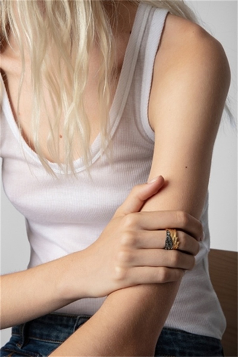 Old Gold Zadig And Voltaire Rock Feather Ring | ZV-255877