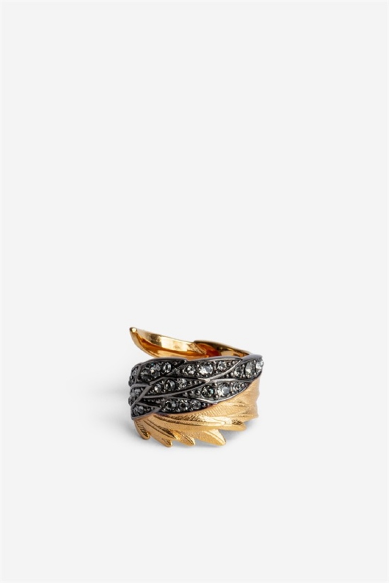 Old Gold Zadig And Voltaire Rock Feather Ring | ZV-255877