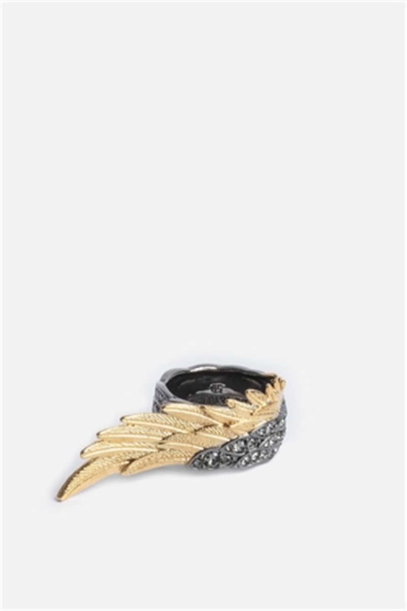 Old Gold Zadig And Voltaire Rock Feather Spread Wings Ring | ZV-255876