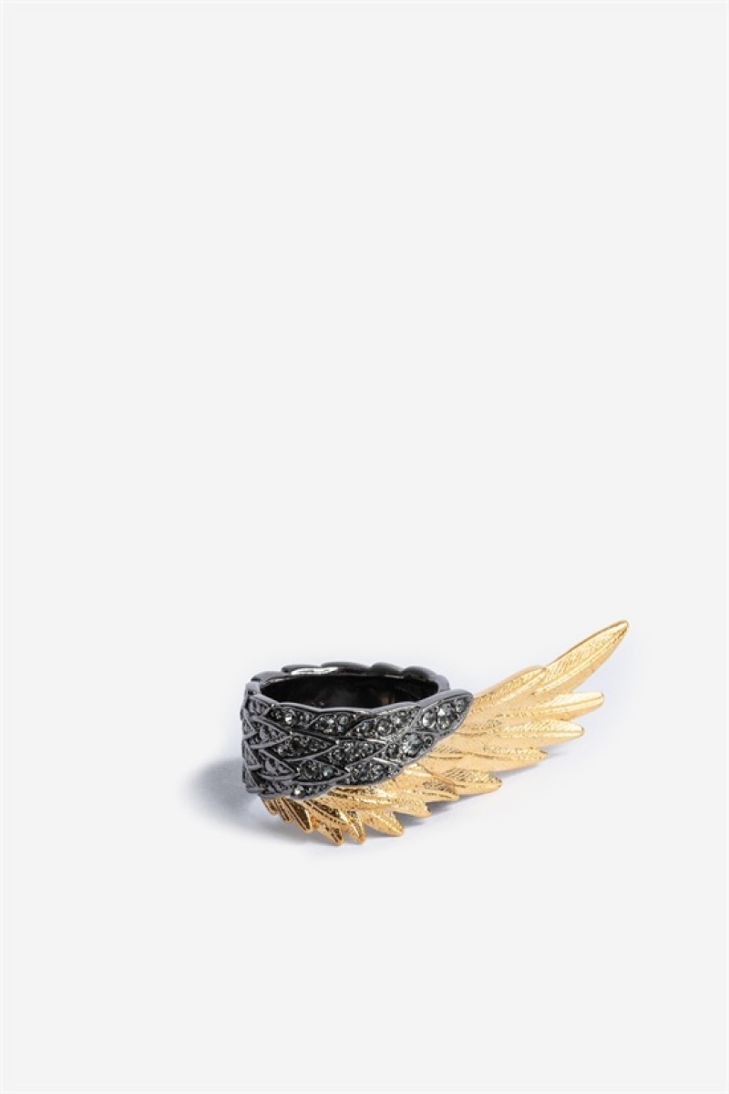 Old Gold Zadig And Voltaire Rock Feather Spread Wings Ring | ZV-255876