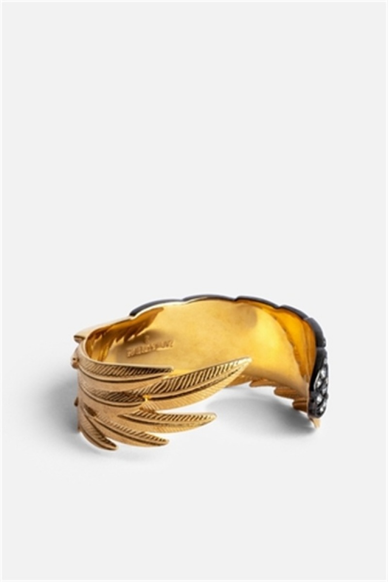 Old Gold Zadig And Voltaire Rock Feather Bracelet | ZV-255873