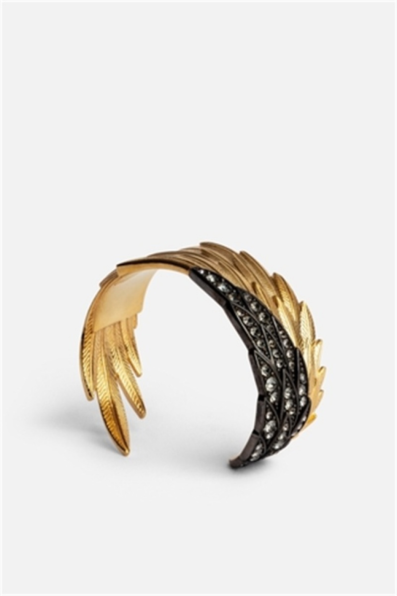 Old Gold Zadig And Voltaire Rock Feather Bracelet | ZV-255873