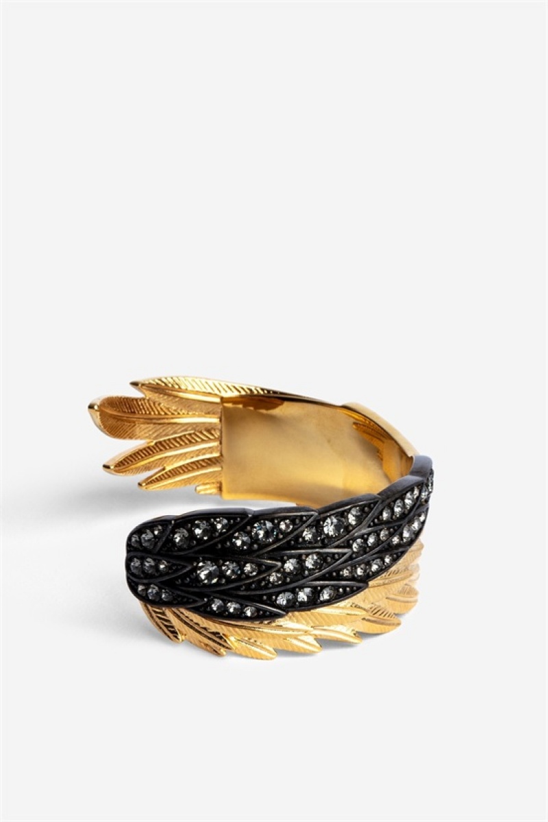 Old Gold Zadig And Voltaire Rock Feather Bracelet | ZV-255873