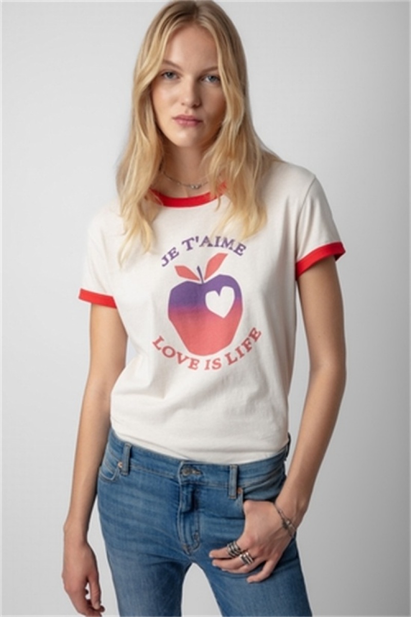 Petale Zadig And Voltaire Walk Love Is Life T-shirt | ZV-256259