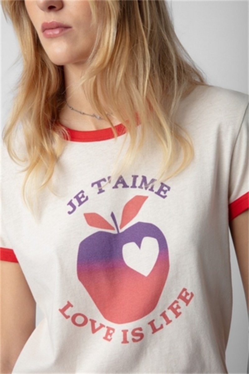 Petale Zadig And Voltaire Walk Love Is Life T-shirt | ZV-256259