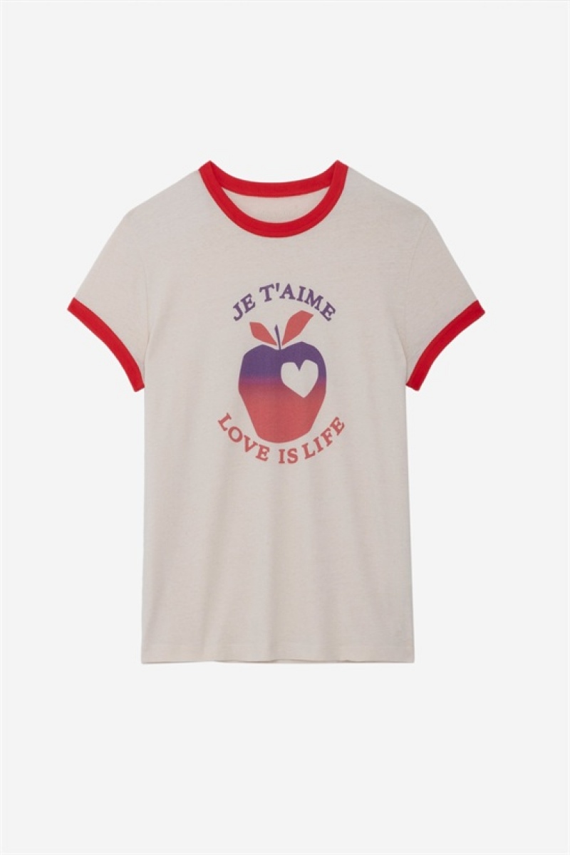 Petale Zadig And Voltaire Walk Love Is Life T-shirt | ZV-256259