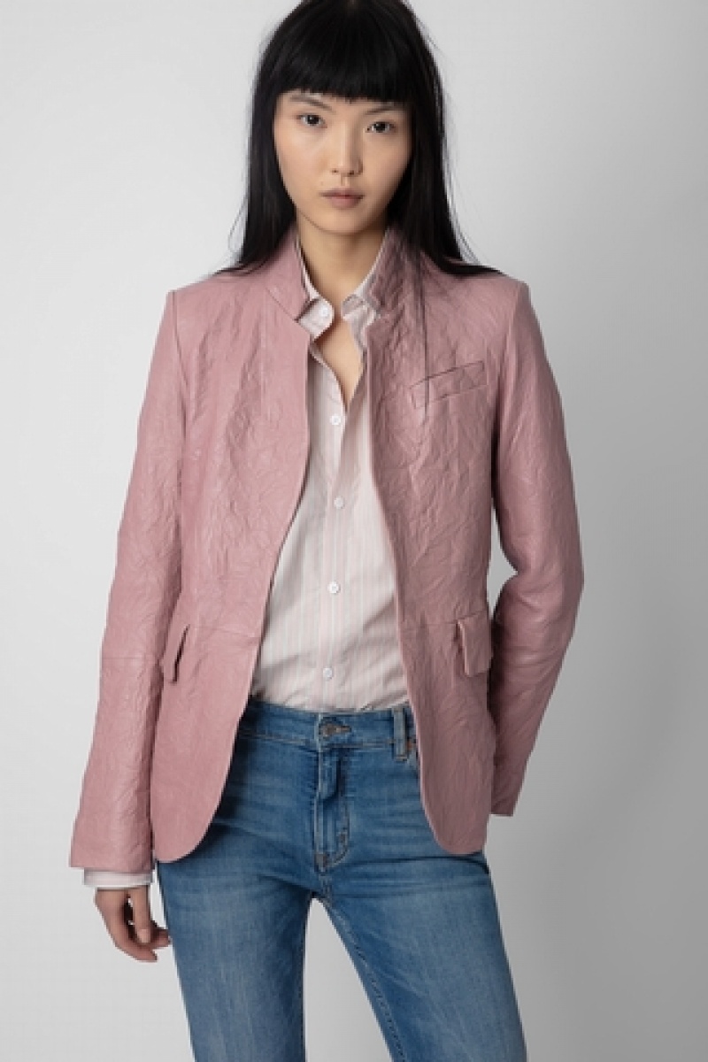 Primerose Zadig And Voltaire Very Crinkled Leather Blazer | ZV-256354