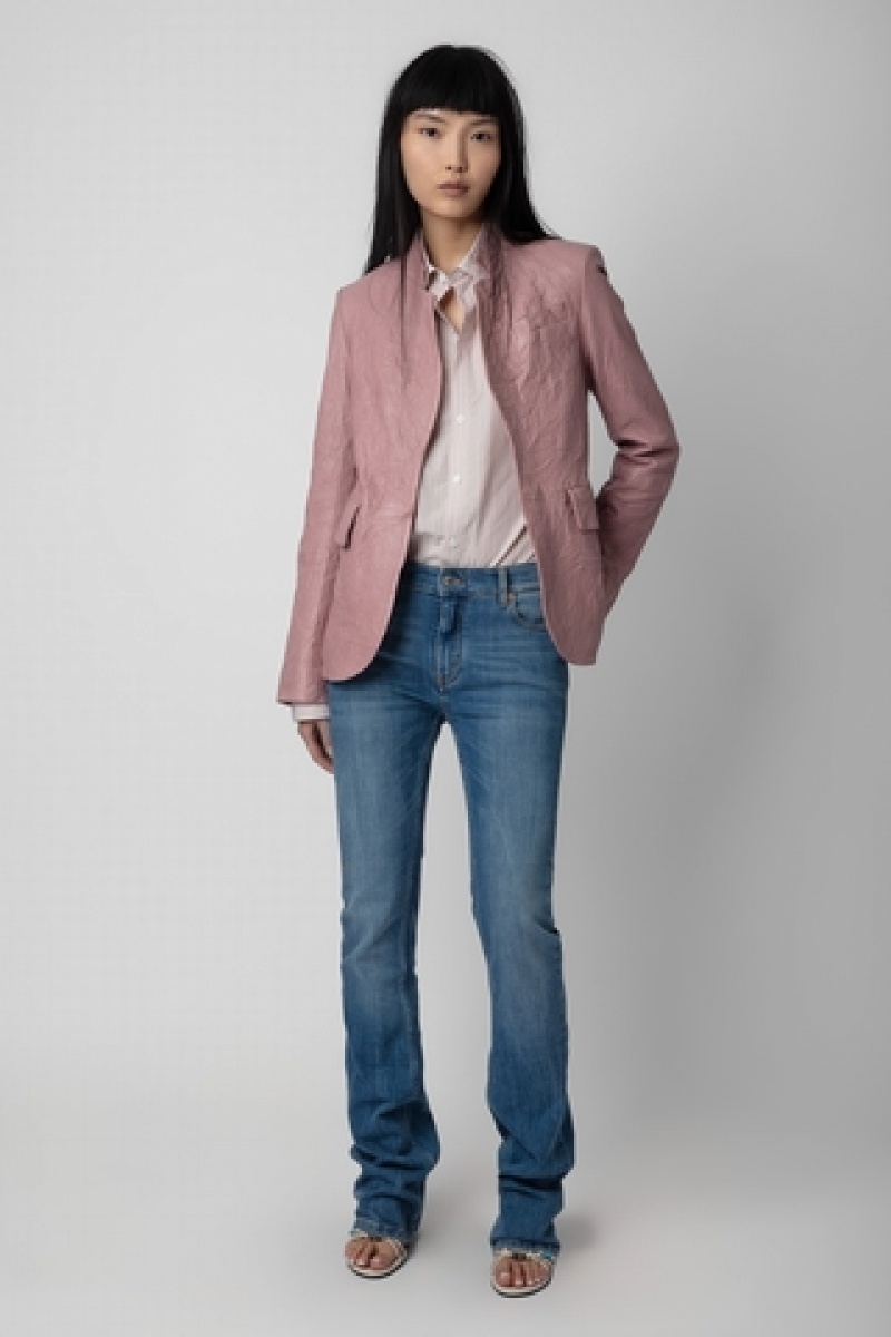 Primerose Zadig And Voltaire Very Crinkled Leather Blazer | ZV-256354