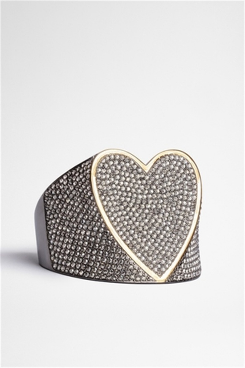 Shiny Black Zadig And Voltaire Idol Strass Bracelet | ZV-255892