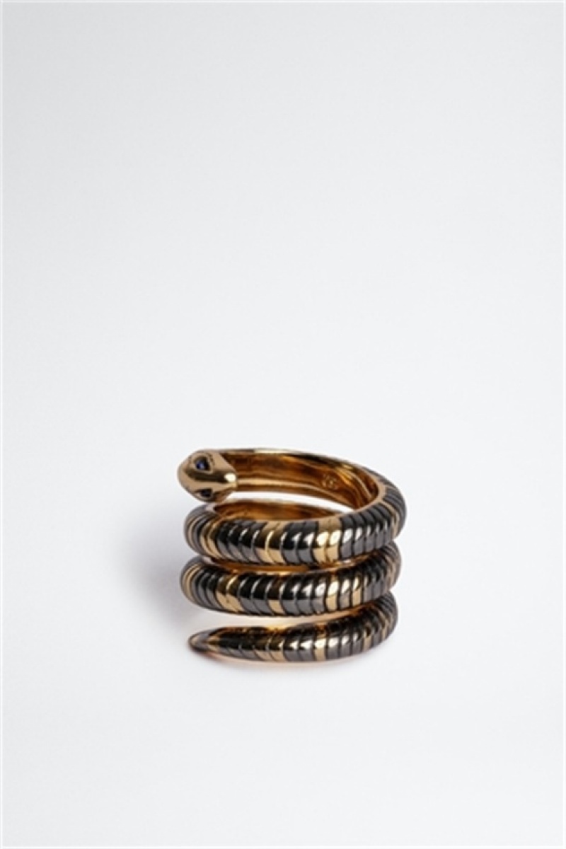 Shiny Gold Zadig And Voltaire Double Snake Ring | ZV-255883