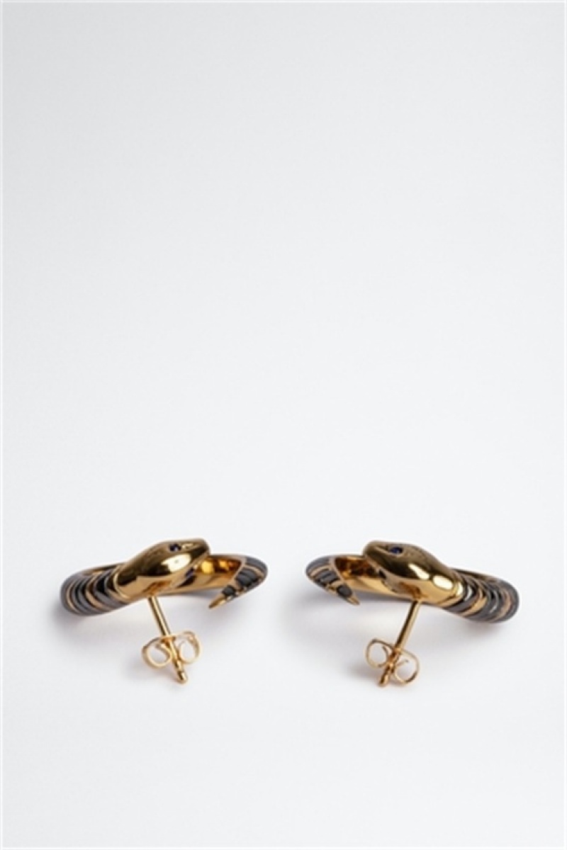 Shiny Gold Zadig And Voltaire Snake Hoop Earrings | ZV-255881