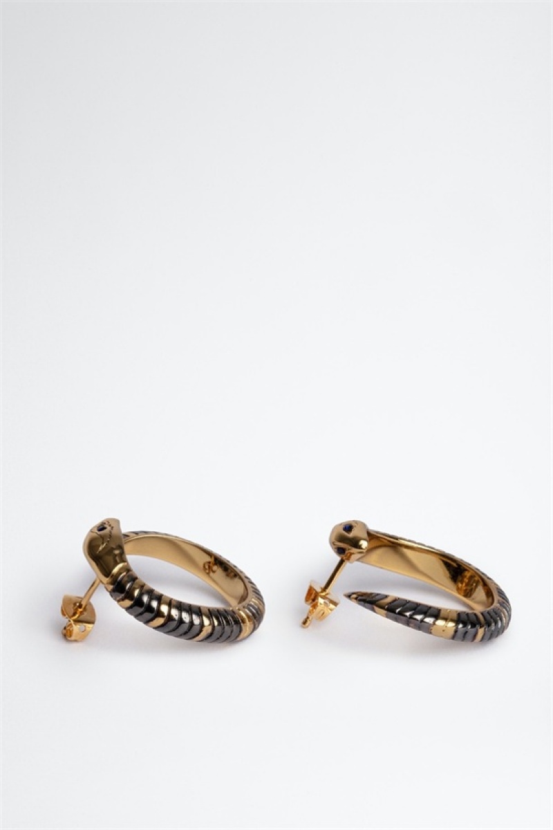 Shiny Gold Zadig And Voltaire Snake Hoop Earrings | ZV-255881