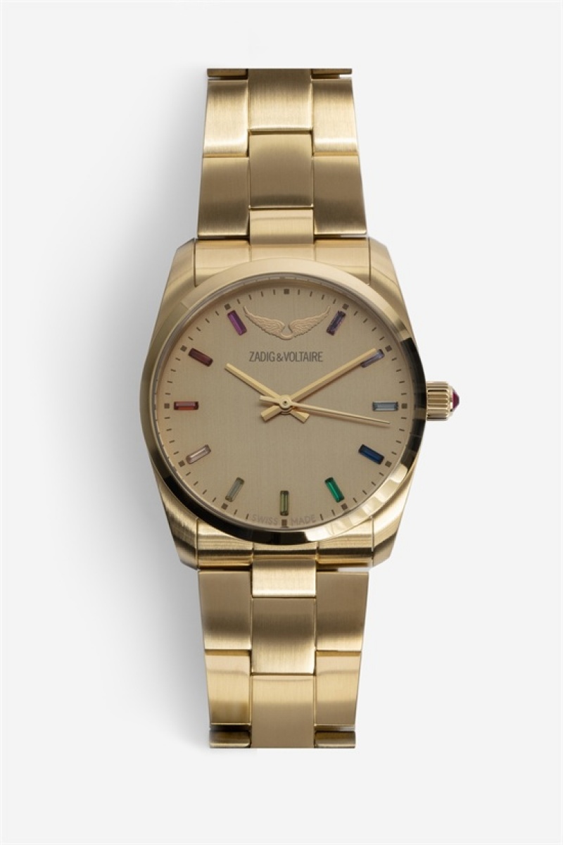 Shiny Gold Zadig And Voltaire Time2love Watch | ZV-255846