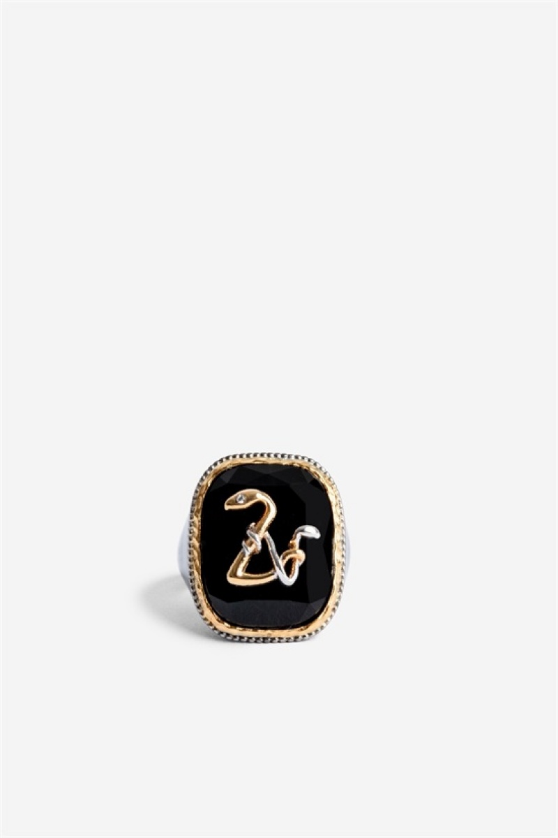 Shiny Gun Zadig And Voltaire Snake Signet Ring | ZV-255866