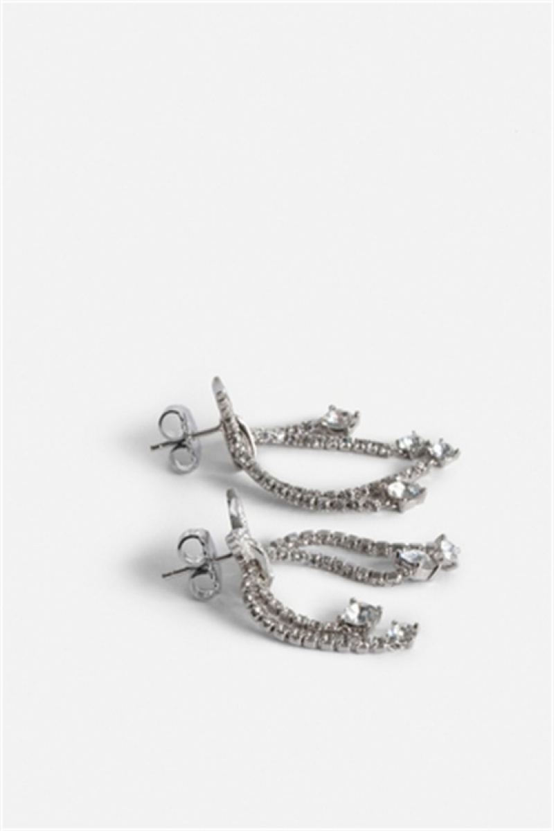 Shiny Silver Zadig And Voltaire Rock Node Earrings | ZV-255857