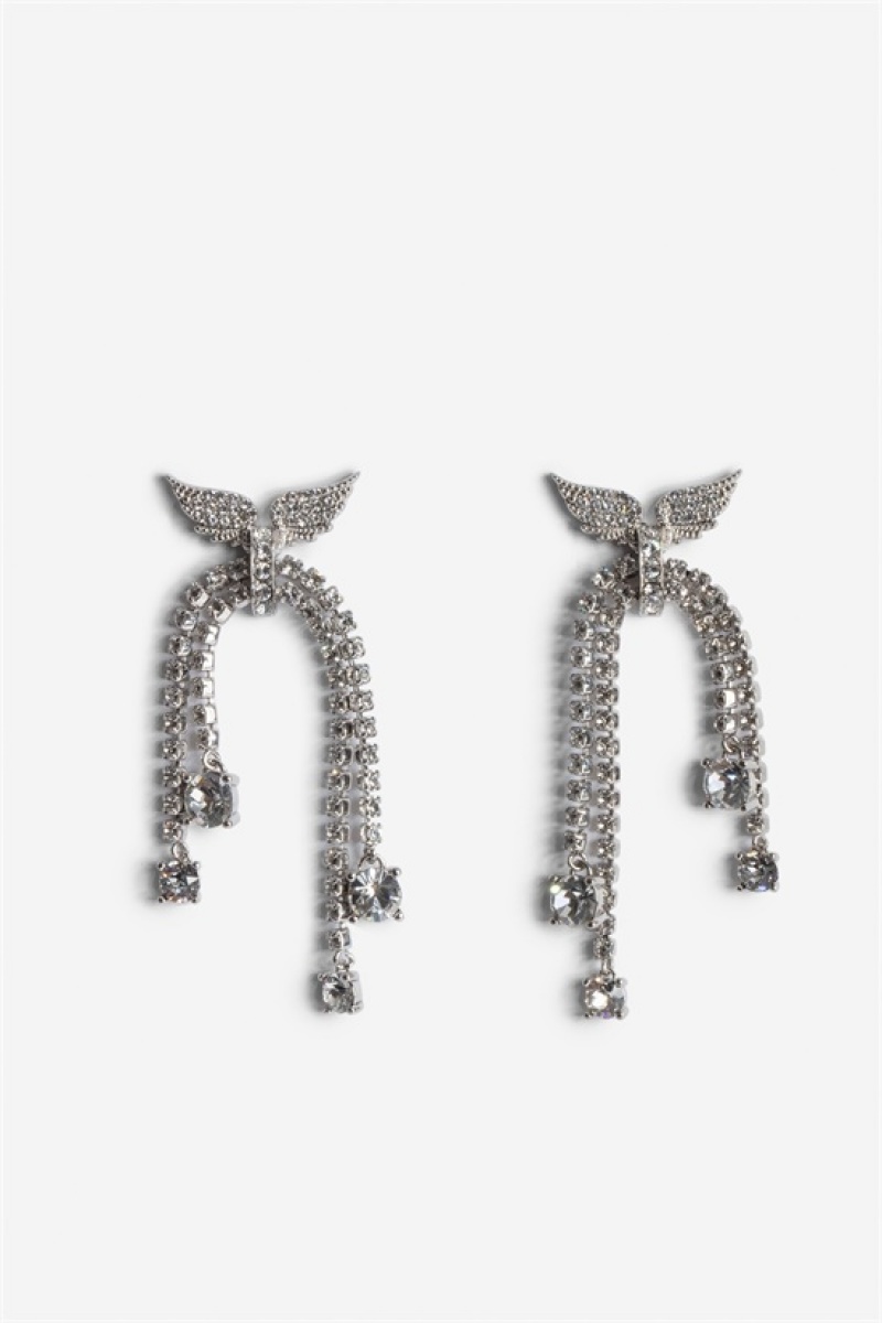 Shiny Silver Zadig And Voltaire Rock Node Earrings | ZV-255857