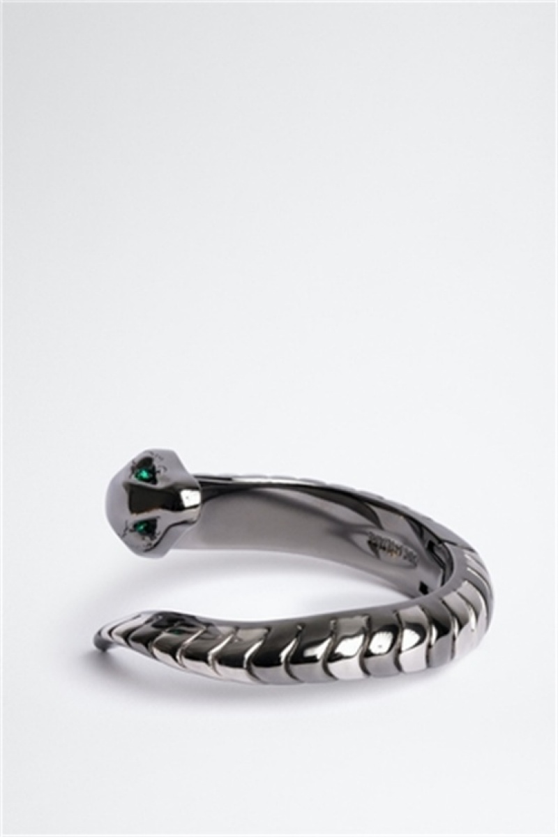 Shiny Silver Zadig And Voltaire Snake Bracelet | ZV-255880