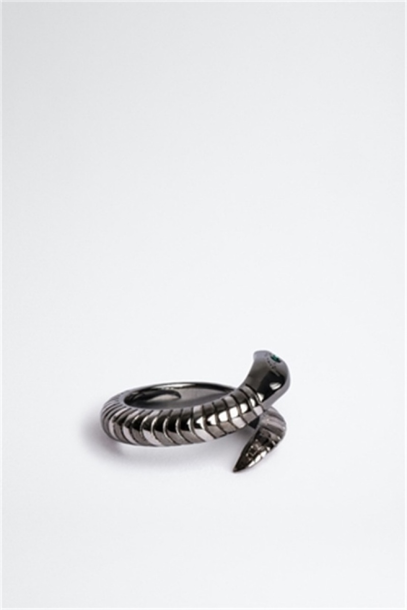 Shiny Silver Zadig And Voltaire Snake Ring | ZV-255886