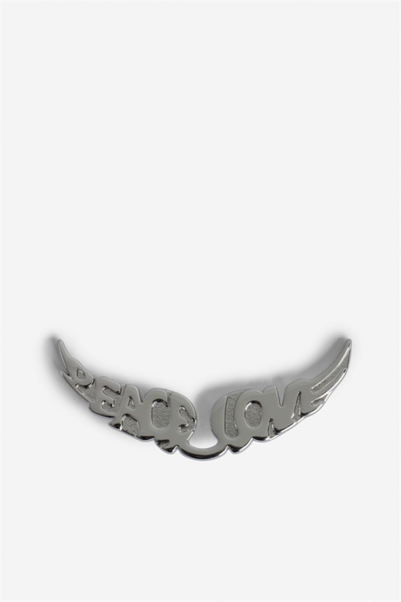 Shiny Silver Zadig And Voltaire Swing Your Wings Charms Peace | ZV-256145