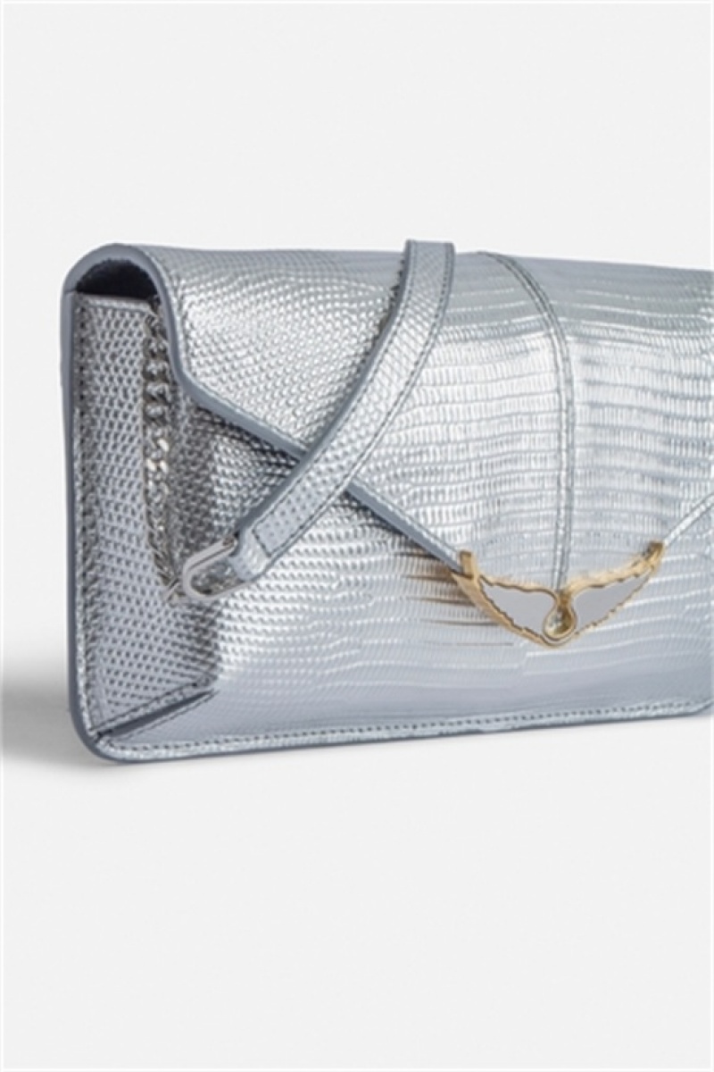 Silver Zadig And Voltaire Borderline Metallic Clutch | ZV-256034