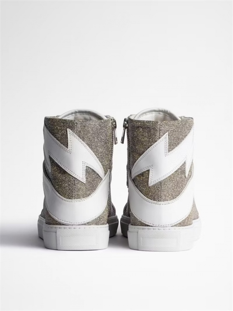 Silver Zadig And Voltaire ZV1747 High Flash Sneakers | ZV-255671