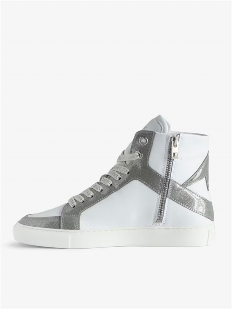 Silver Zadig And Voltaire ZV1747 High Flash High-Top Sneakers | ZV-255665